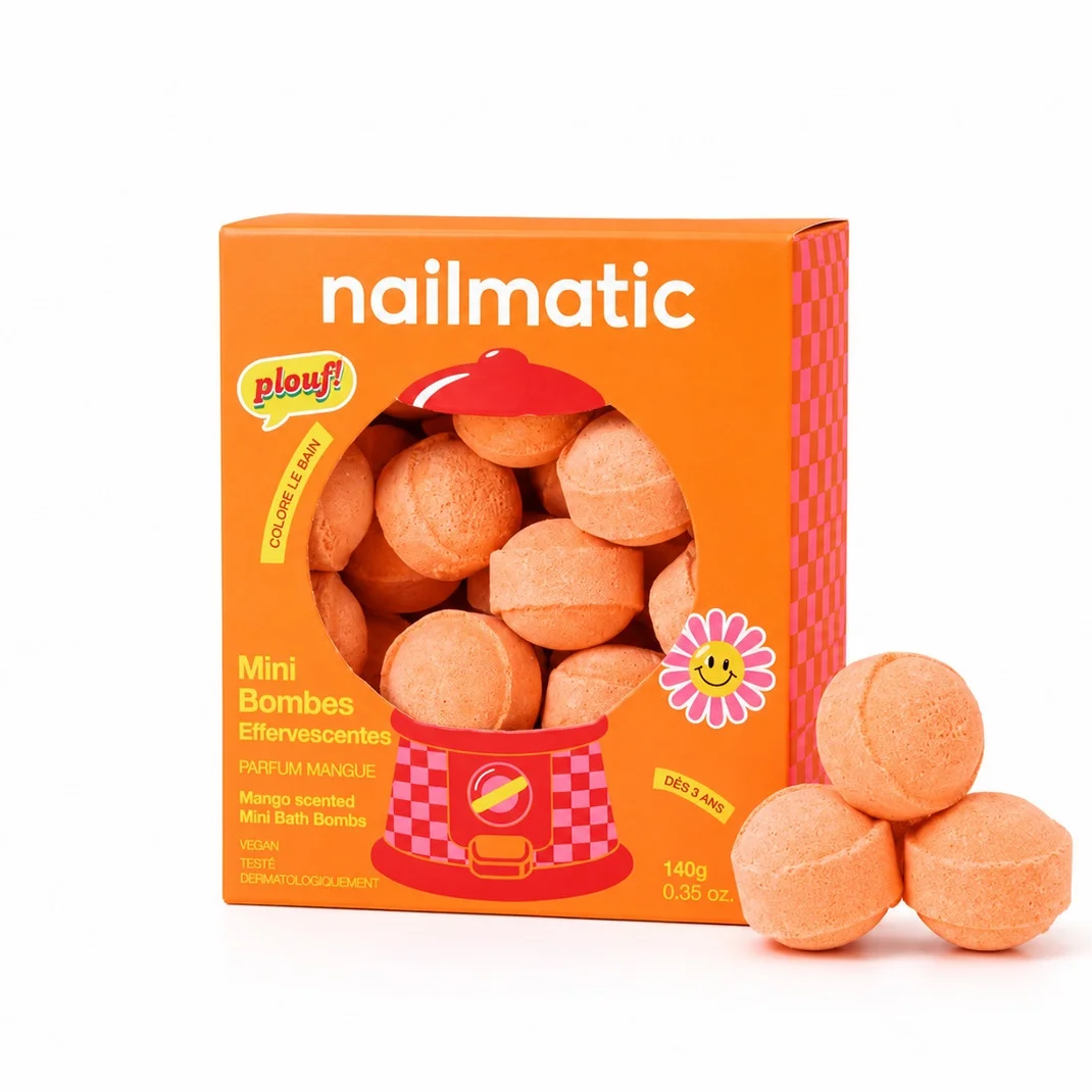 Mini bombes de bain effervescentes orange parfum mangue Nailmatic Sweet Mango.