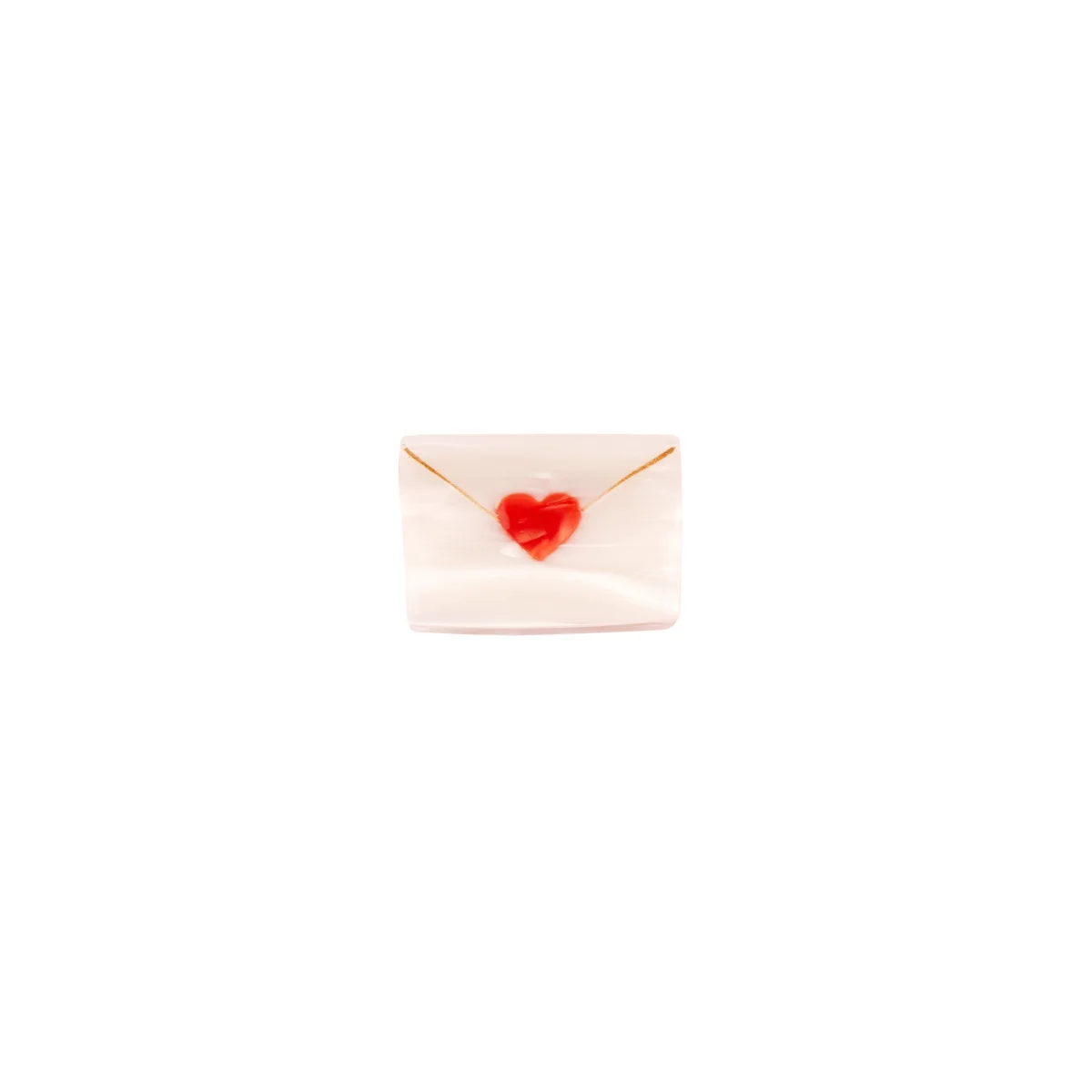 Mini pince à cheveux forme enveloppe blanche avec cœur rouge Lettre d'Amour