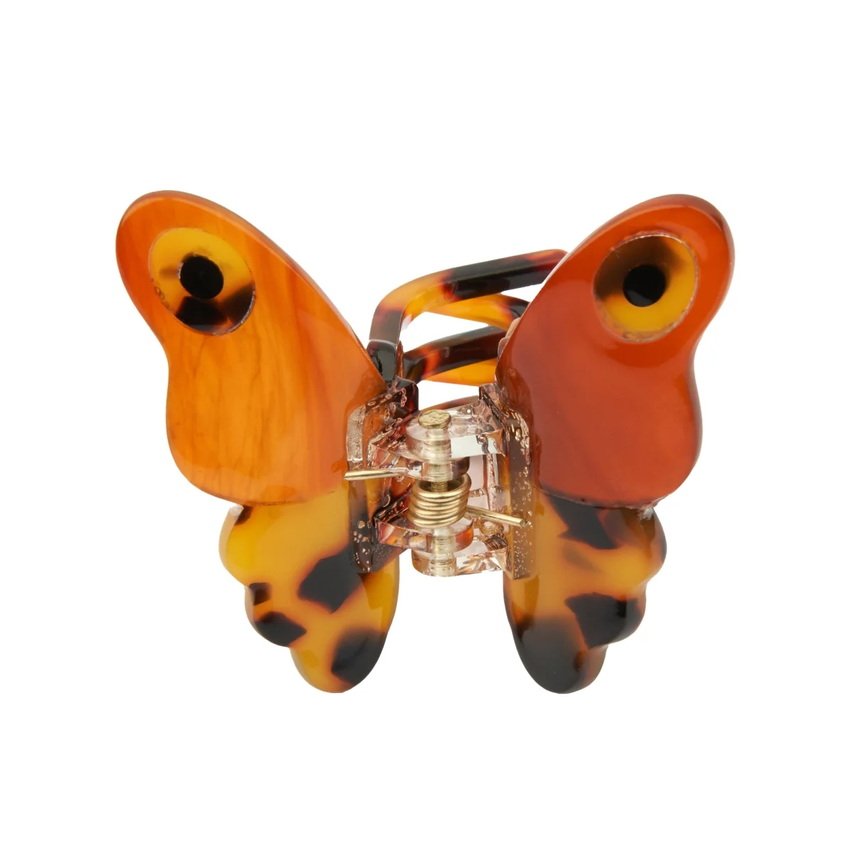 Mini pince à cheveux Papillon de nuit en plastique orange et noir marbré