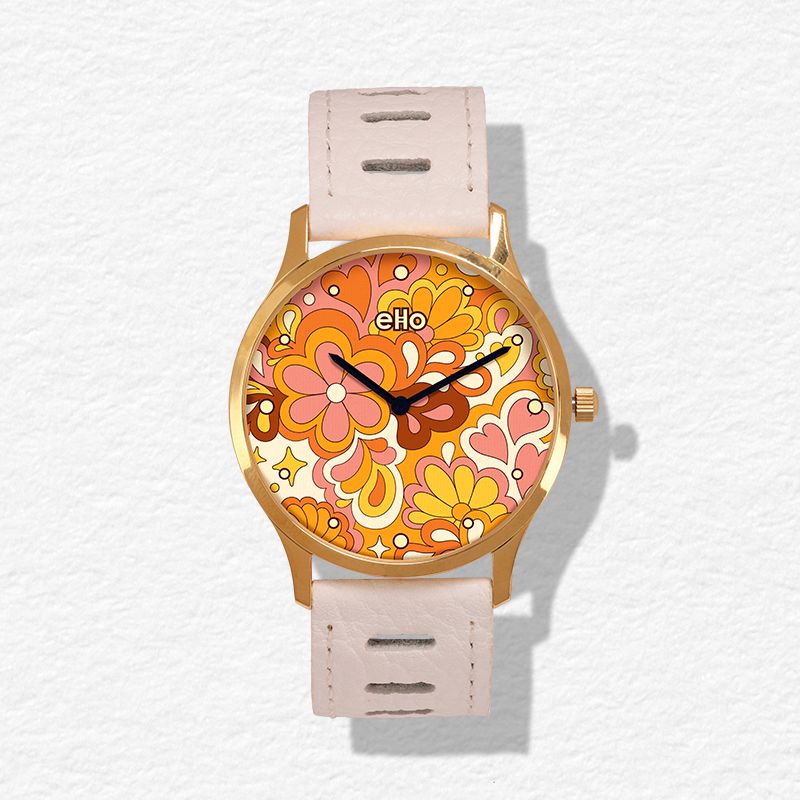 Montre Sixties Blanche Flower Power - eHo