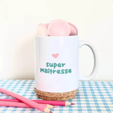 Mug Pop Super Maîtresse avec son couvercle en liège - Marcel et Lily