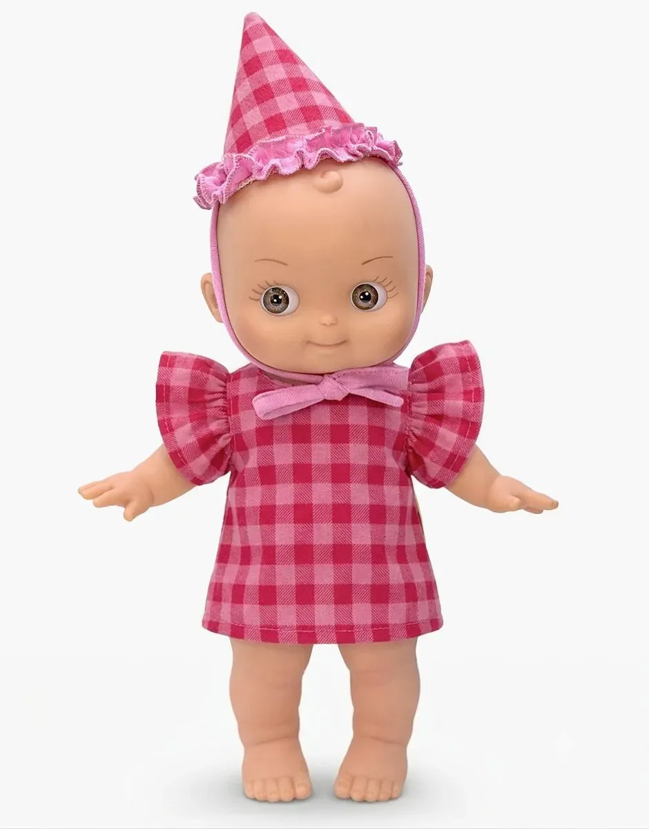 Ninon en fête et son ensemble Vichy cerise - Minikane