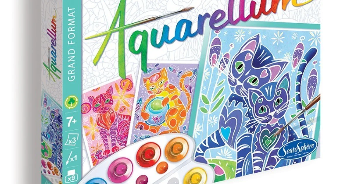 Jeux Fille 8 Ans Kit Peinture Aquarellum Mini Chats SentoSphère – 4 Planches, Peinture Aquarelle Magique, à Partir De 5 Ans, Fabriqué En France Idee Cadeau Fille 4 Ans