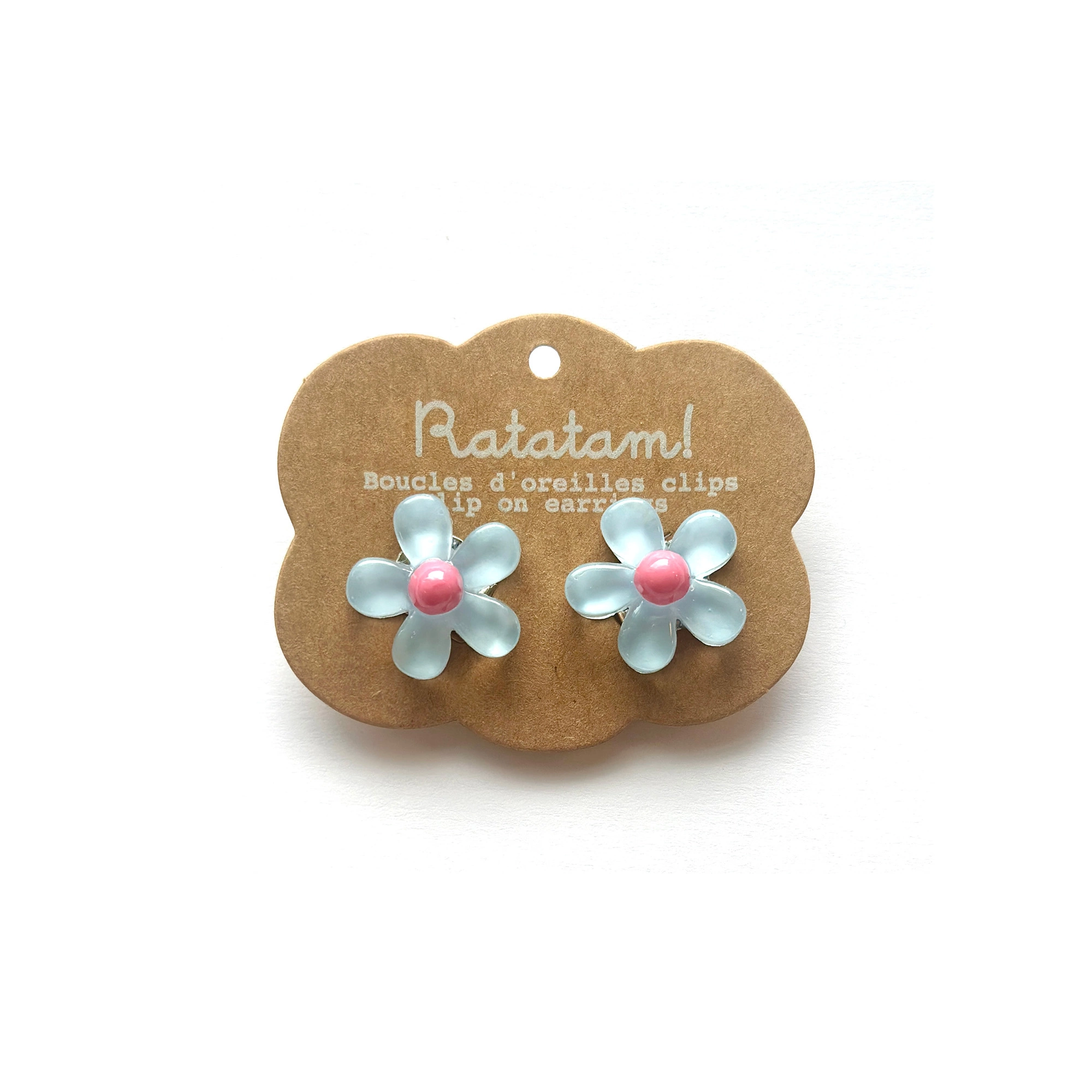 Paire de boucles d’oreille clip Fleurs Bleu - Ratatam