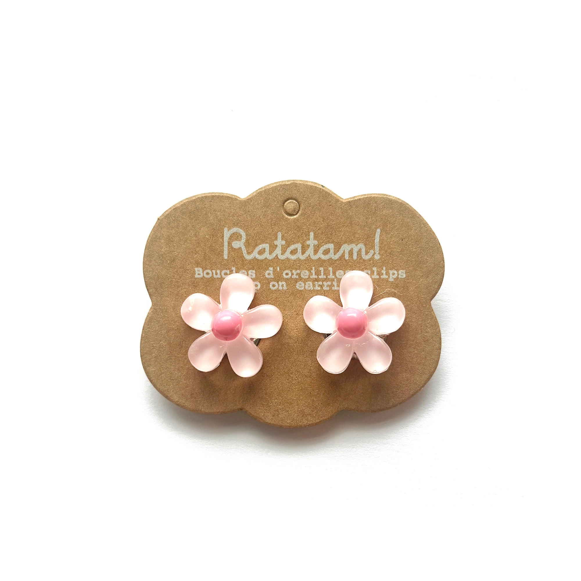 Paire de boucles d’oreille clip Fleurs Rose - Ratatam