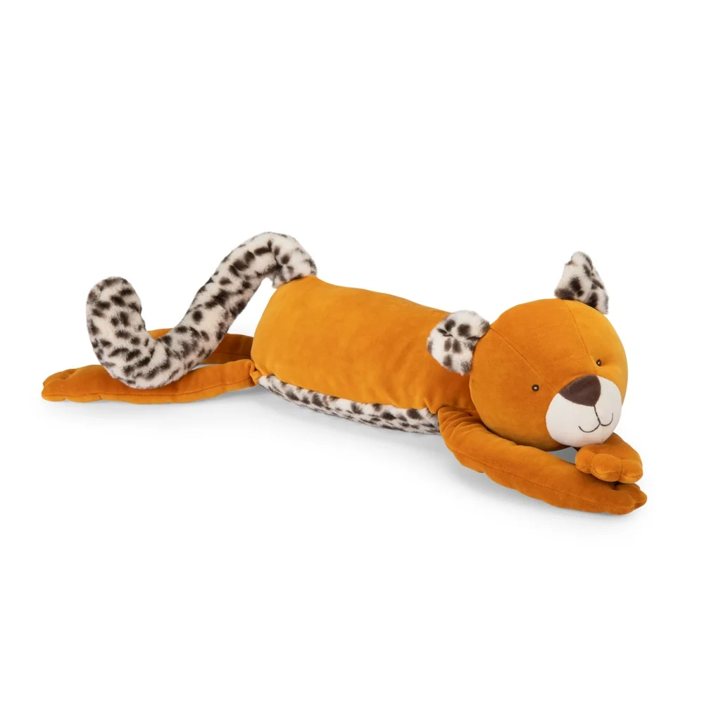 Peluche géante Léopard Taïgo orange et beige taches noires Moulin Roty