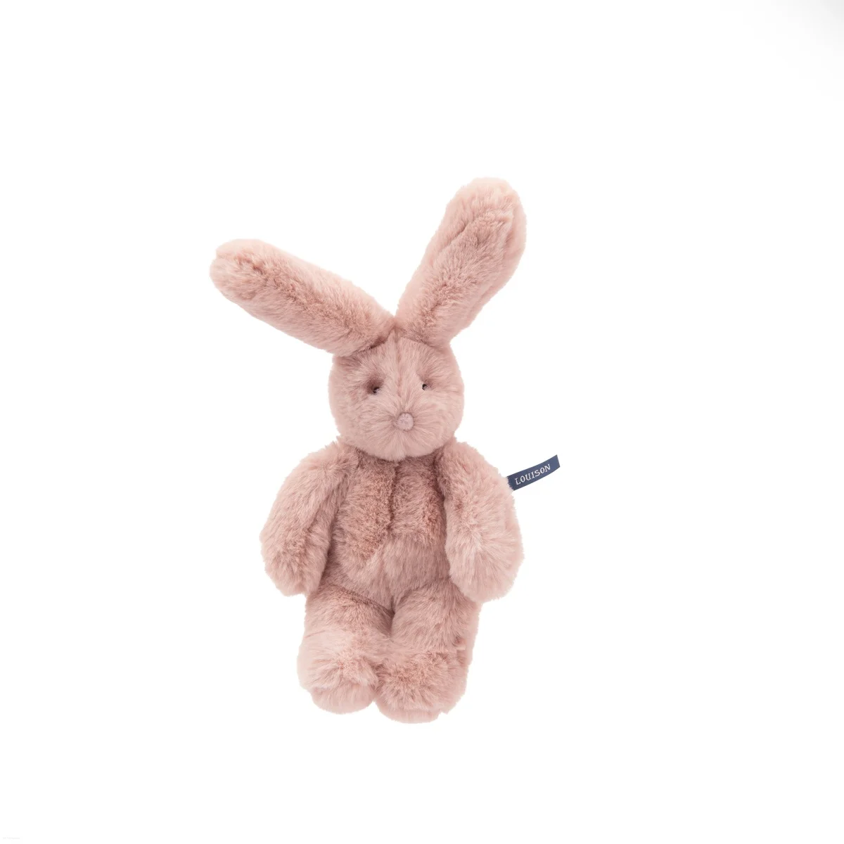 Peluche petit Lapin rose en fourrure douce, oreilles longues, collection Arthur et Louison