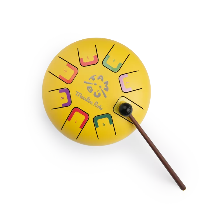 Petit tambour à languettes Jaune Les Popipop - Moulin Roty