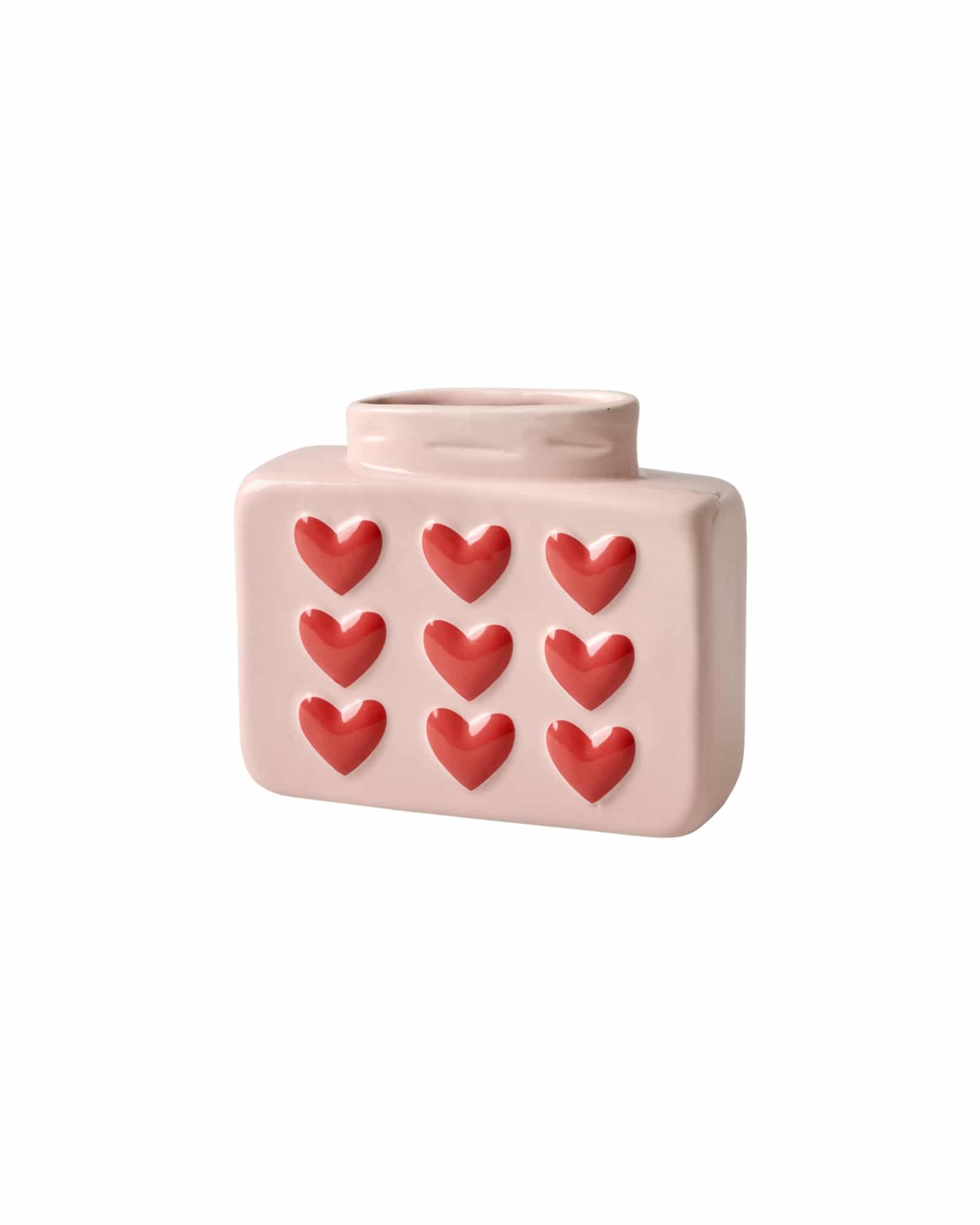 Petit vase carré en céramique Rose - Rice