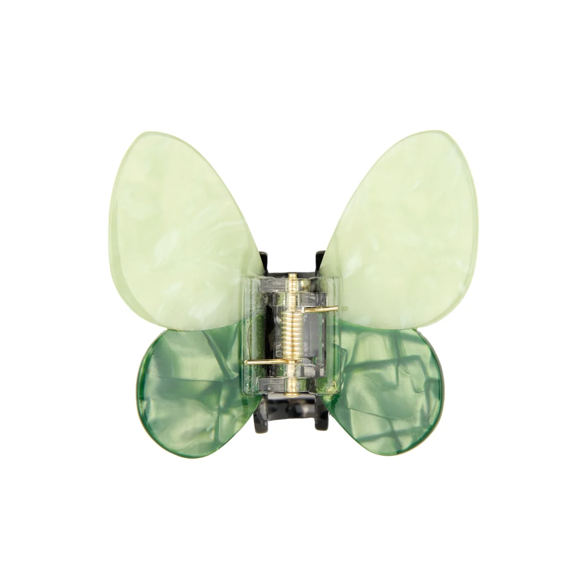 Pince à cheveux papillon vert clair et foncé en plastique marbré Coucou Suzette