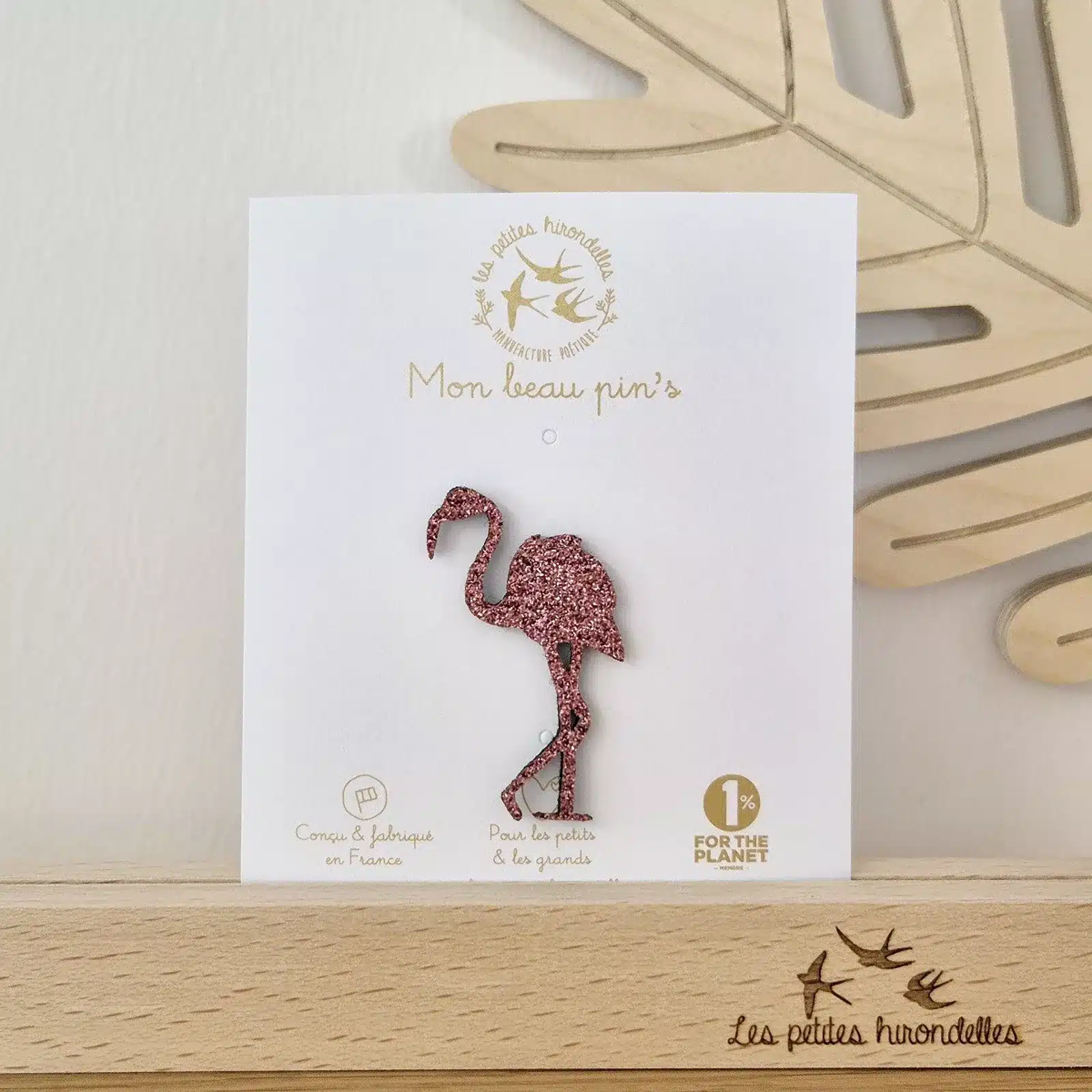 Pin's à paillettes Flamand rose - Les Petites Hirondelles