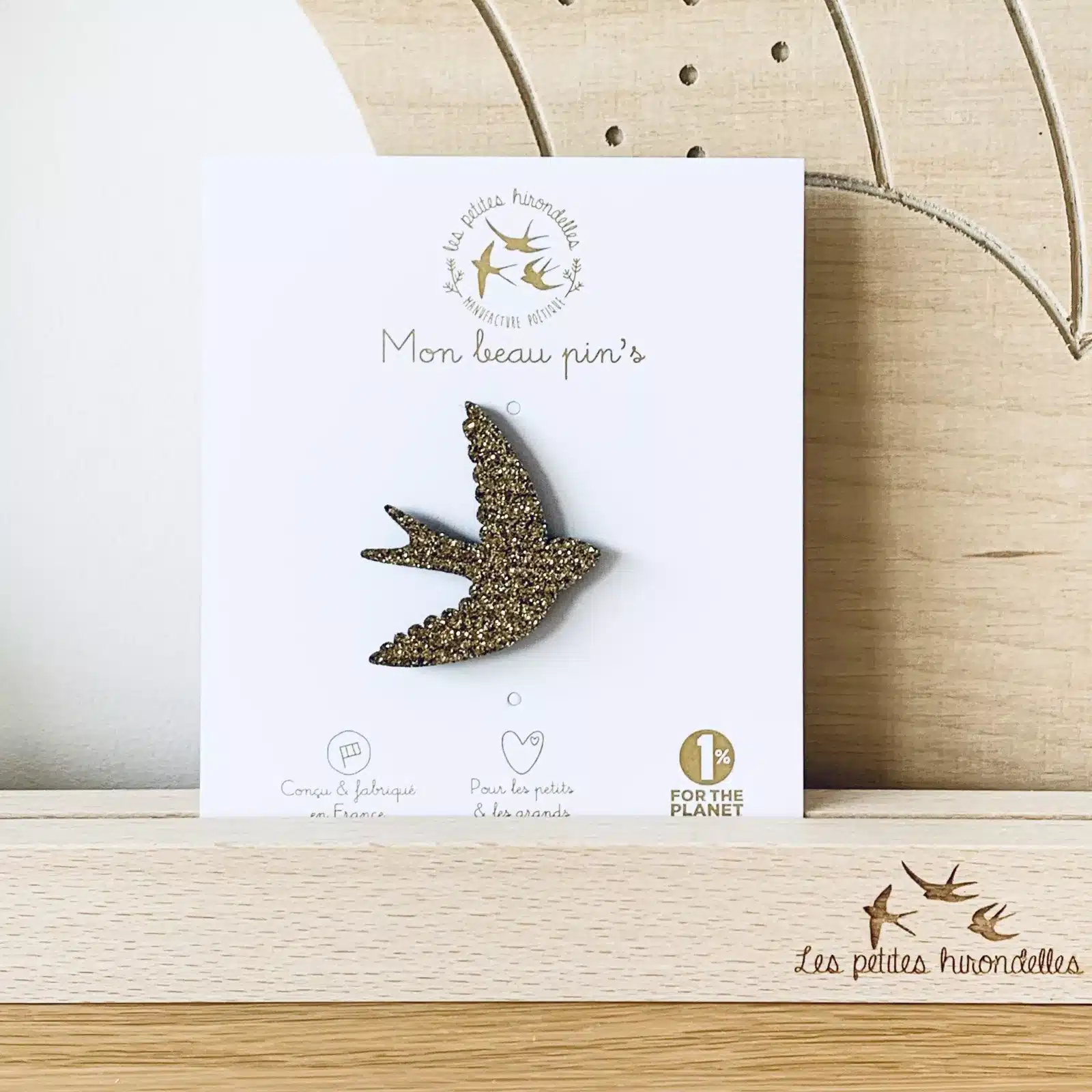 Pin's à paillettes Hirondelle Doré - Les Petites Hirondelles