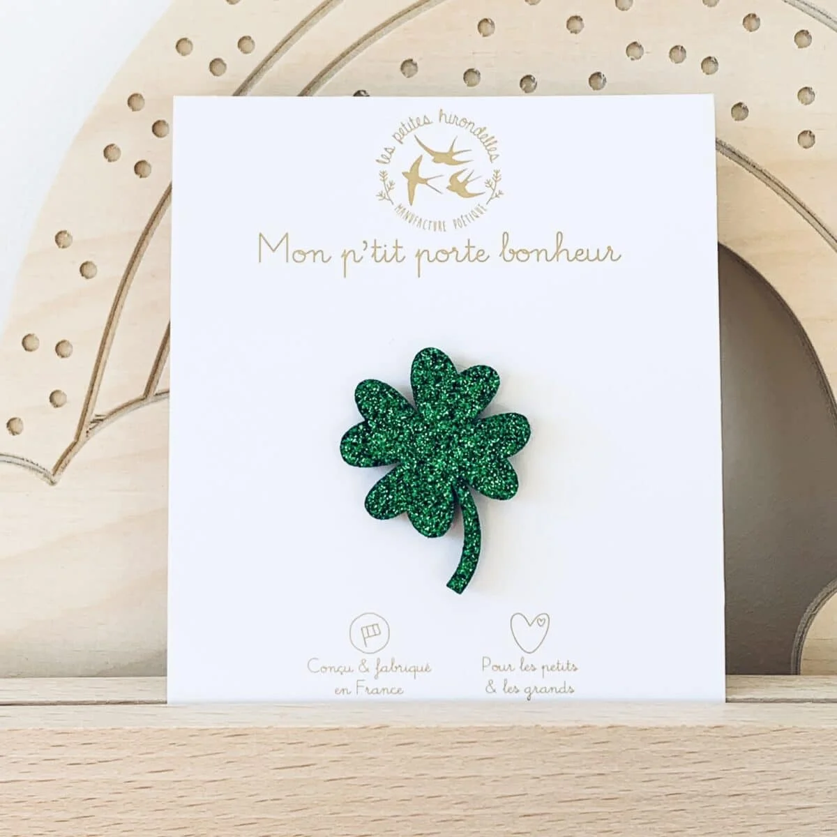 Pin's à paillettes Trèfle Vert - Les Petites Hirondelles