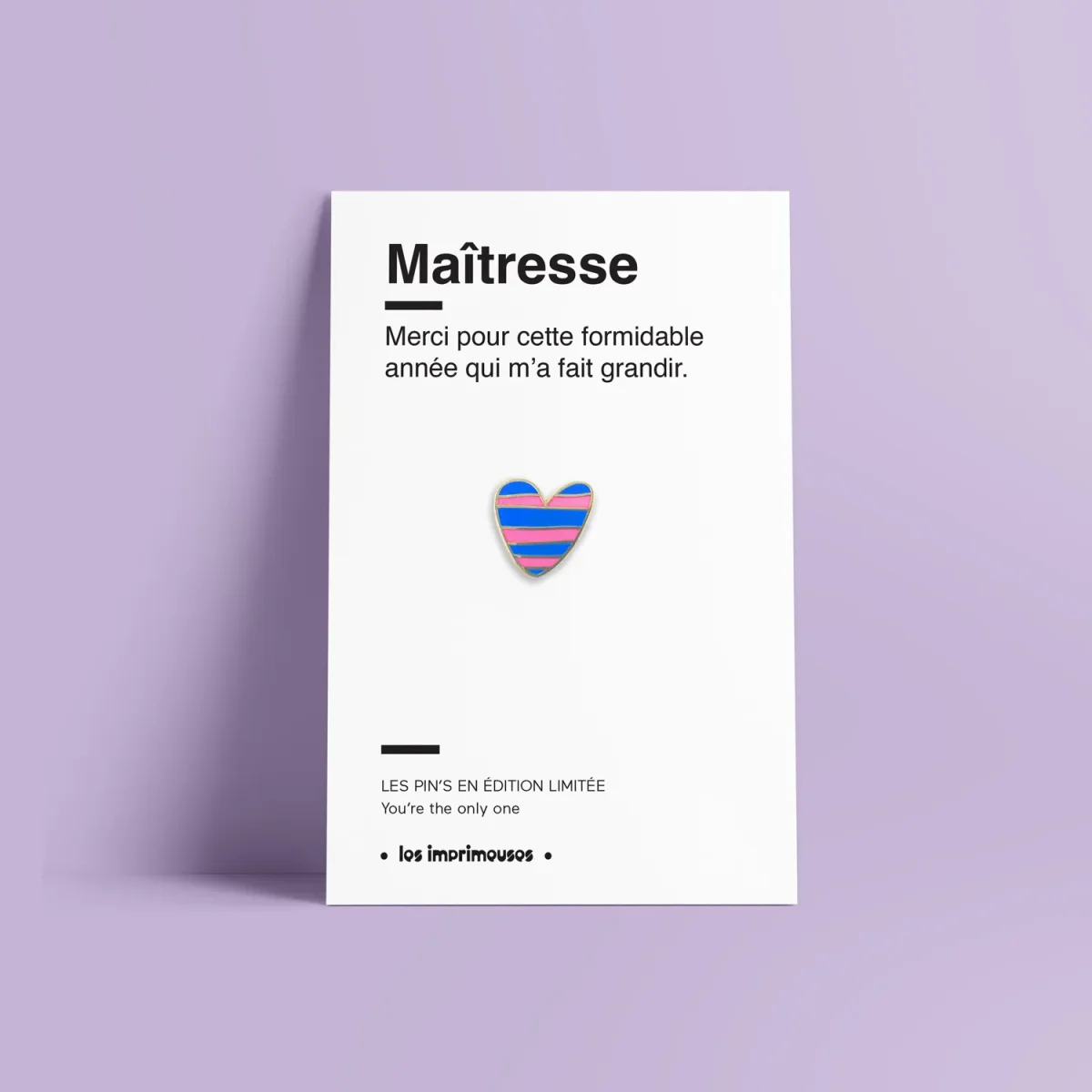 Pin's Cœur Rayé Maitresse - Les Imprimeuses