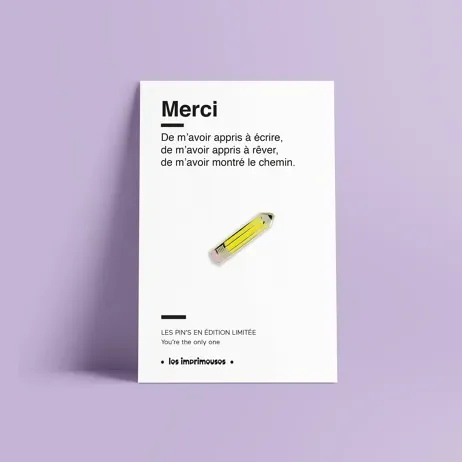 Pin's crayon Merci - Les Imprimeuses