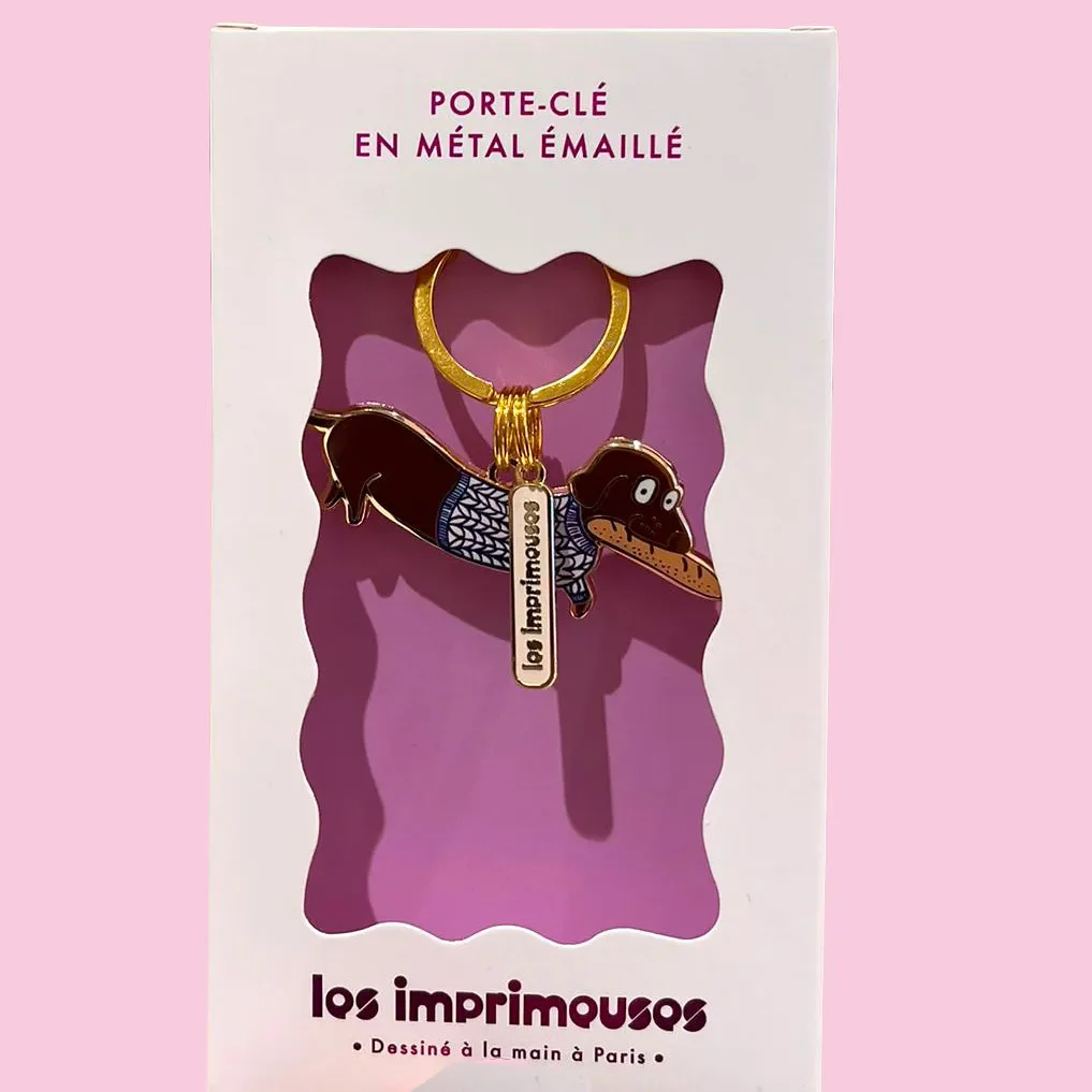 Porte Clé French Saucisse Teckel Parisien Marron - Les Imprimeuses