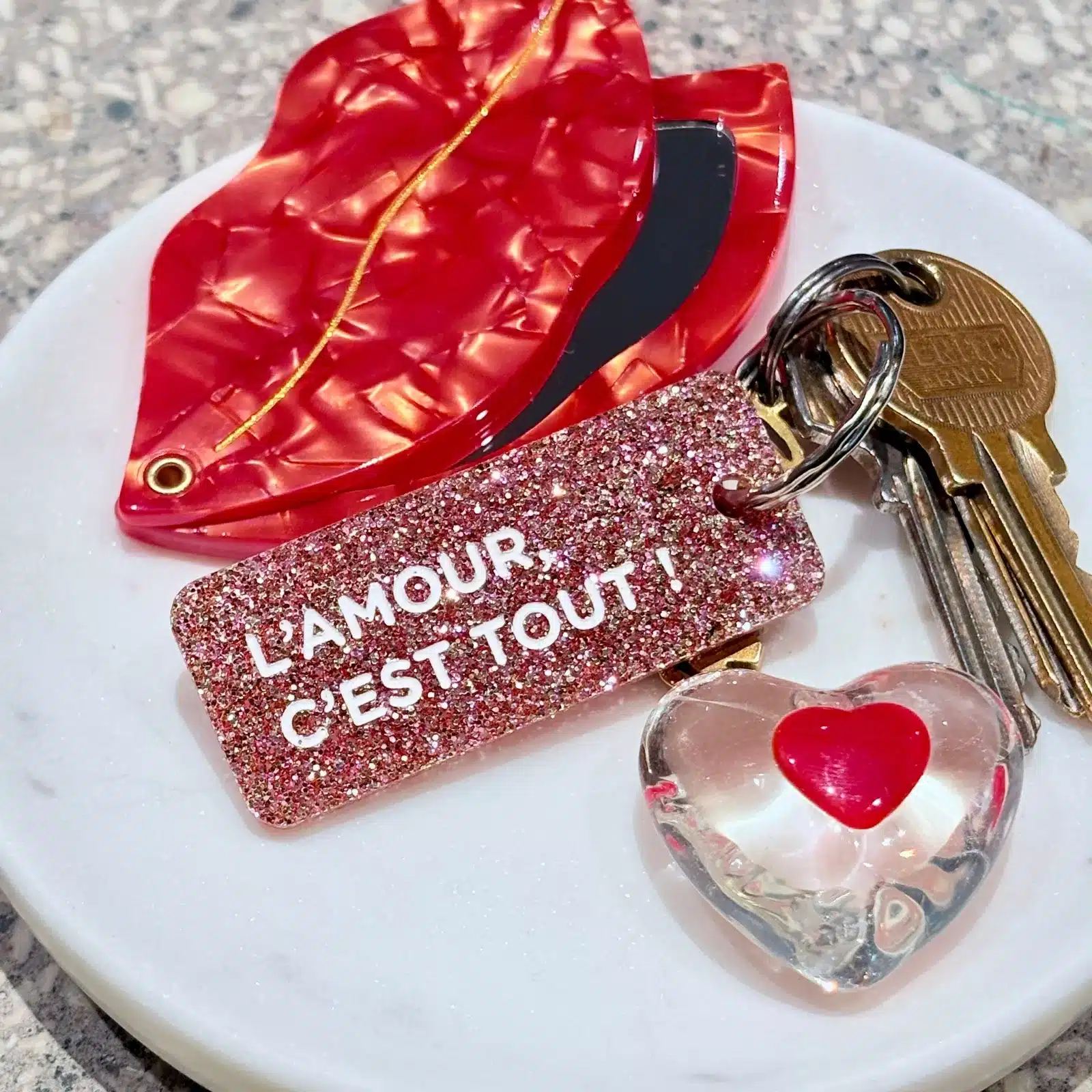 Porte-clés à paillettes L'amour c'est tout ! - Plus de Love