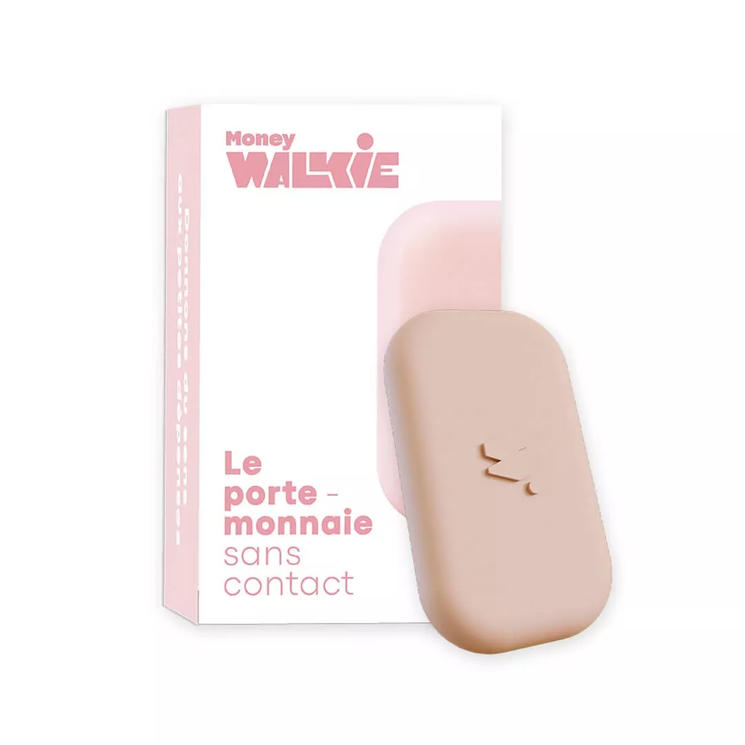 Porte-monnaie sans contact Walkie Rose craie - Money Walkie