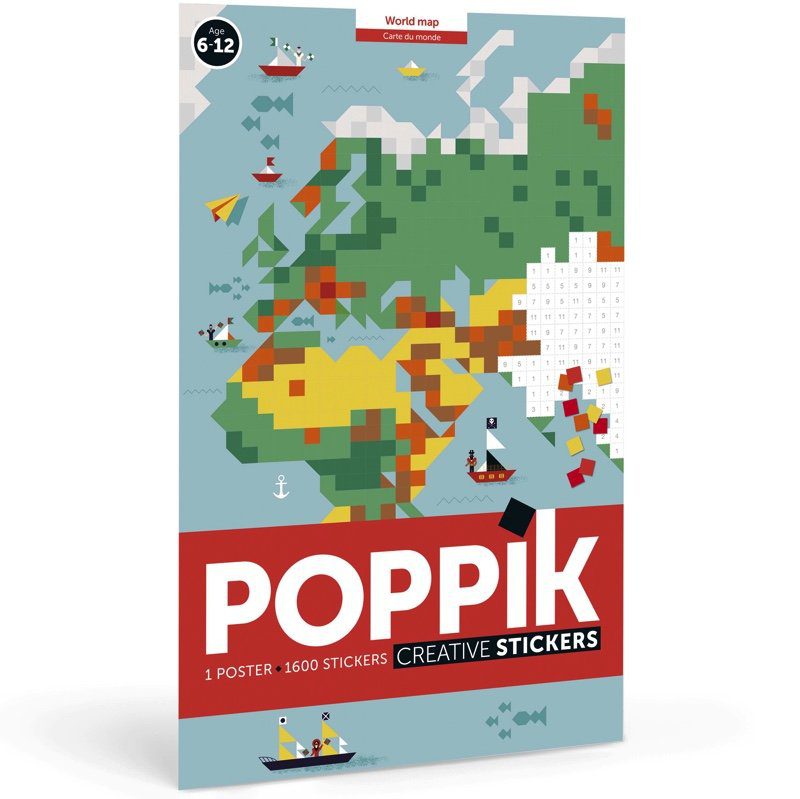 Poster + 1600 stickers Carte du Monde - Poppik