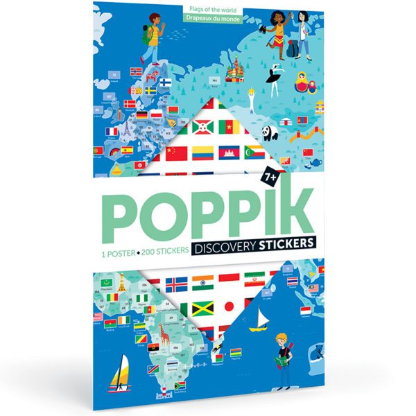 Poster + 200 stickers Drapeaux du monde - Poppik
