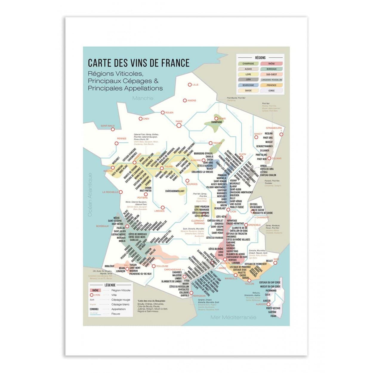 Poster 30 x 40 Cartes Des Vins De France - Wall Editions