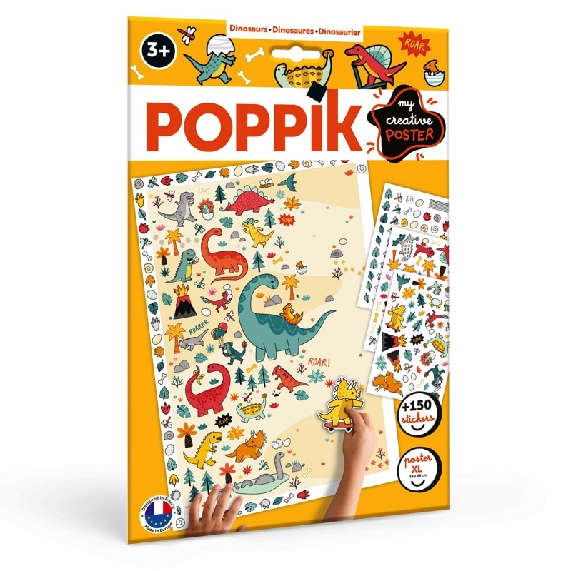 Poster à sticker créatif Dinosaures - Poppik