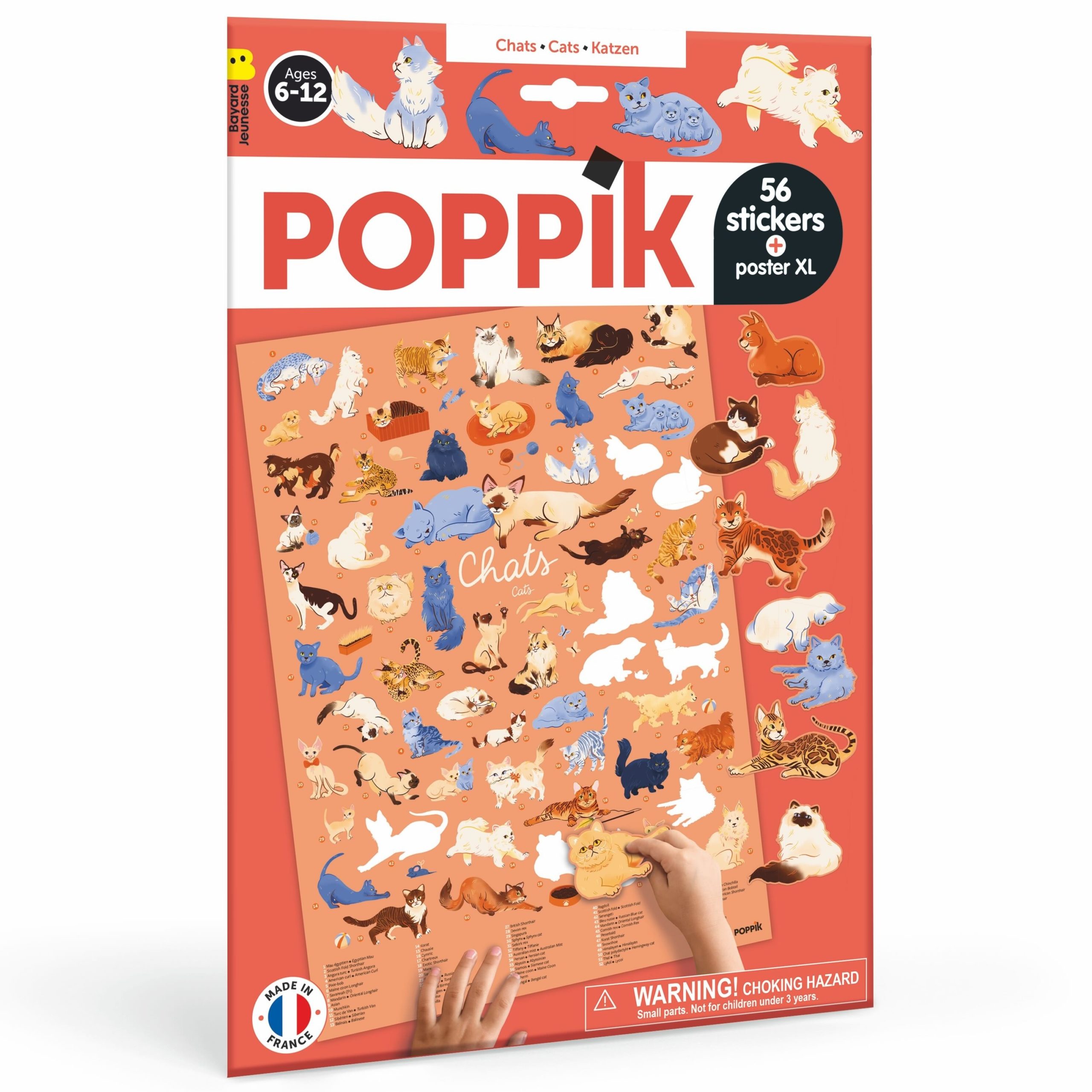 Poster pédagogique à sticker Chats - Poppik