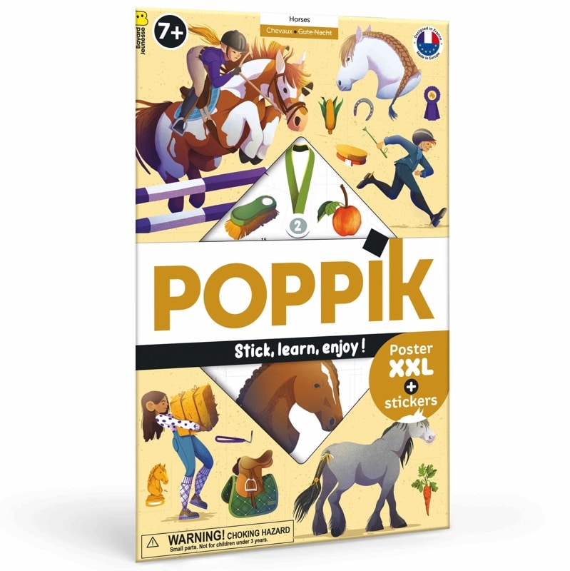 Poster pédagogique à sticker Chevaux - Poppik