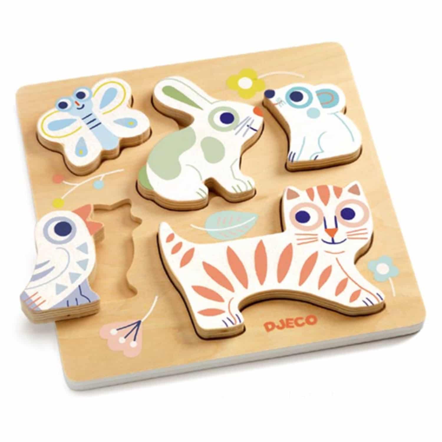 Puzzle à encaster en bois Baby Animali - Djeco