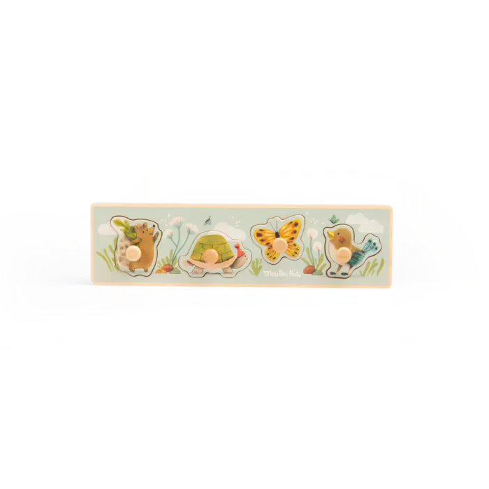 Puzzle encastrable 4 animaux Trois petits lapins - Moulin Roty