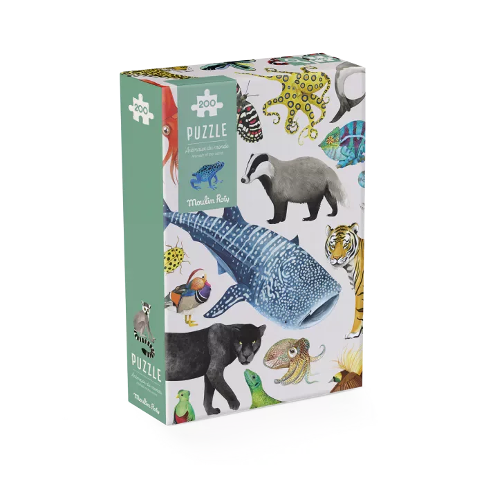 Puzzle Les animaux du monde 200 pcs Tout autour du monde - Moulin Roty