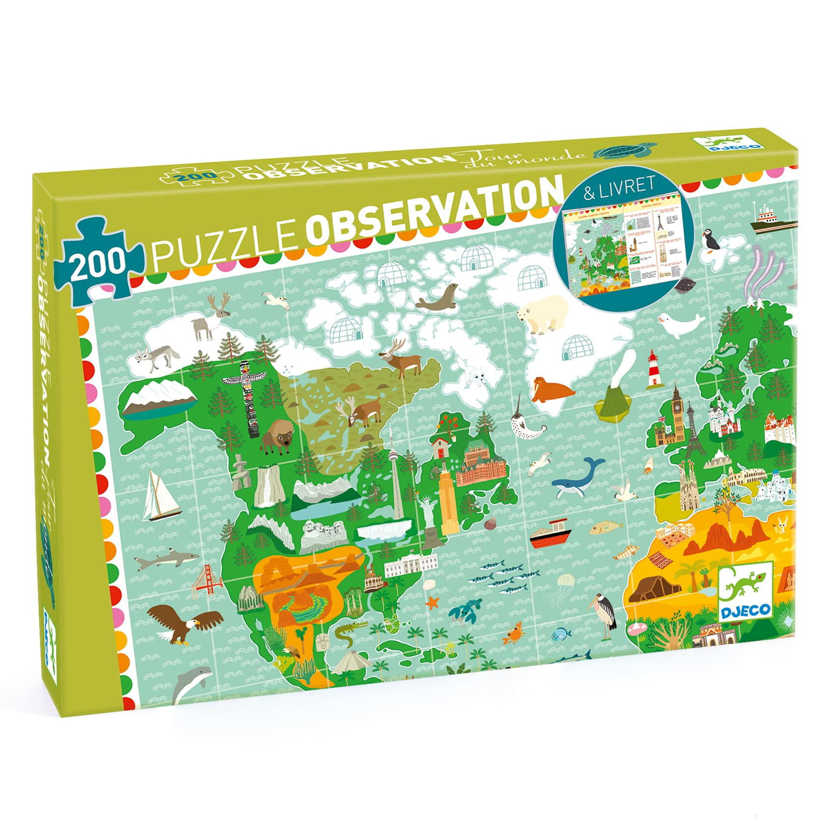 Puzzle observation Tour du monde 200 pièces - Djeco