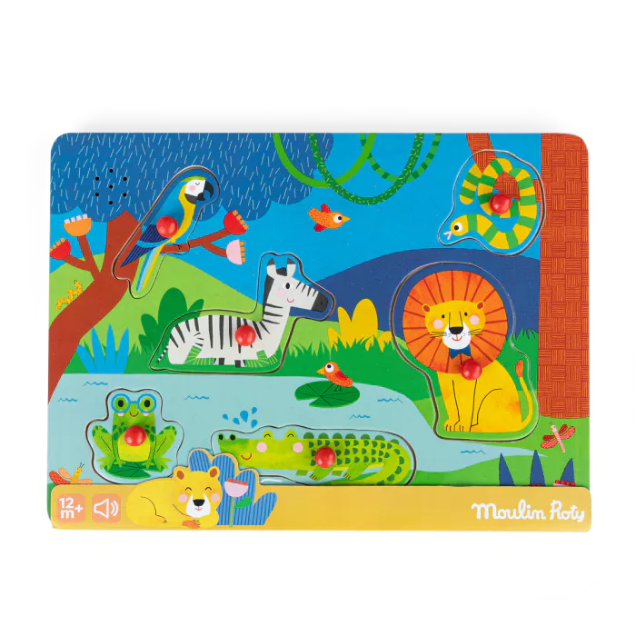 Puzzle sonore Animaux en bois Les Toupitis - Moulin Roty
