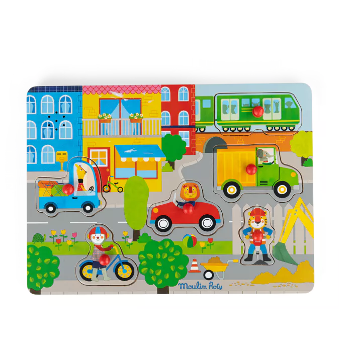 Puzzle sonore ville en bois Les Popipop - Moulin Roty