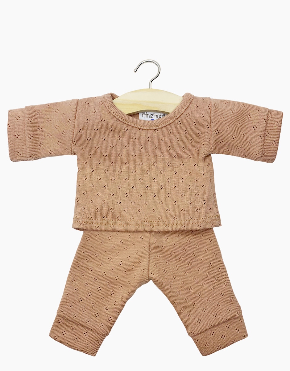 Pyjama Morgan en coton pointillé cassonade pour poupées Gordis - Minikane