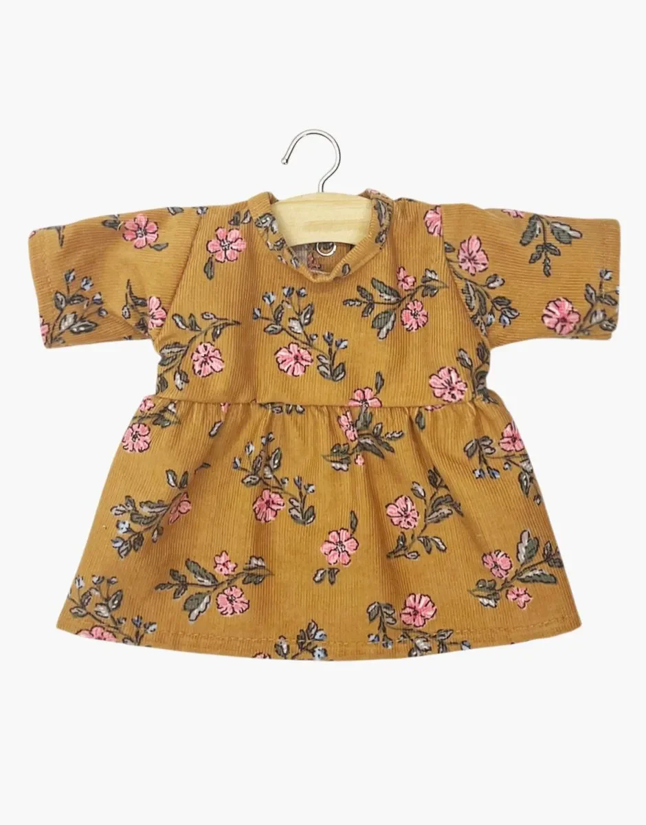 Robe Faustine manches longues en velours Lina pour poupée Gordis - Minikane