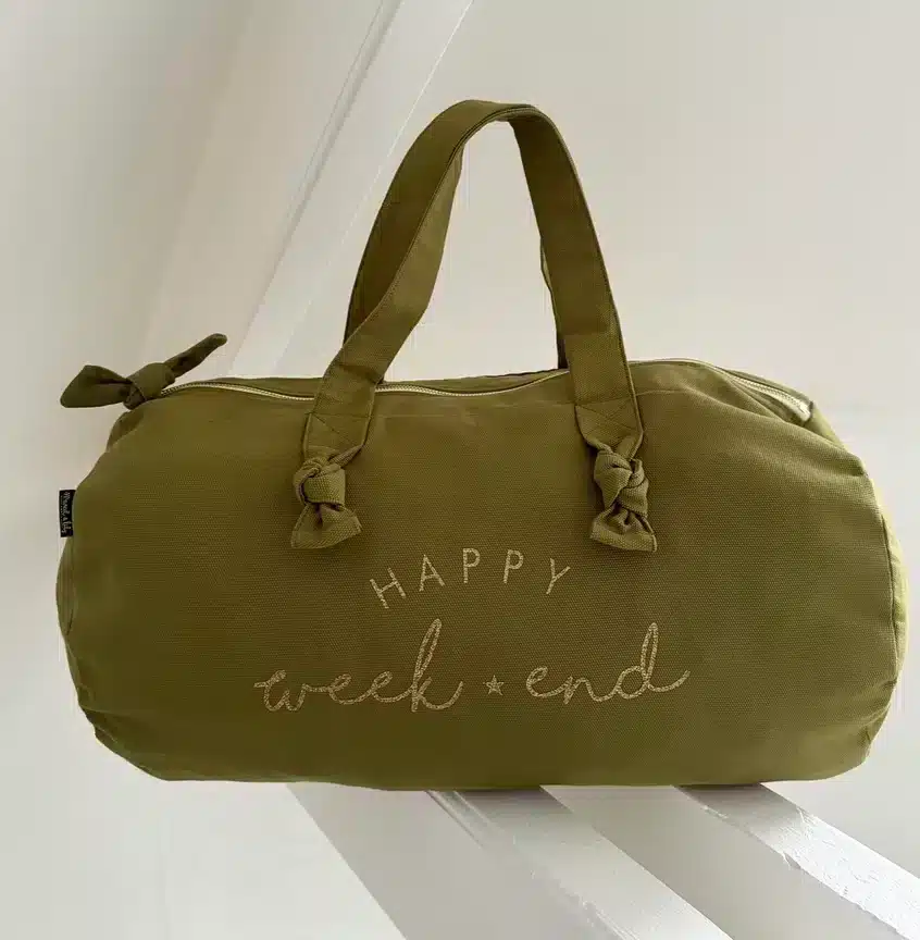 Sac polochon Coloris Kaki Happy week-end - Marcel et Lily