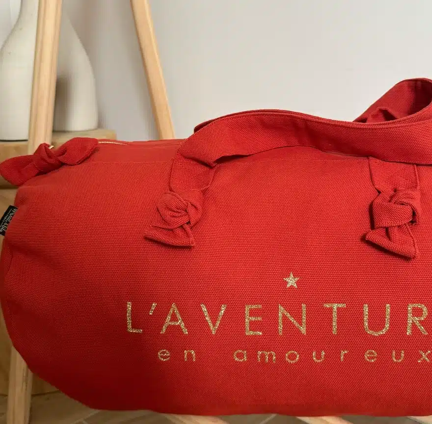 Sac polochon Coloris Tangerine L'aventure en amoureux - Marcel et Lily