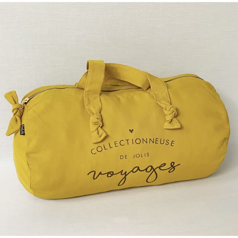 Sac polochon Jaune moutarde Collectionneuse de jolis voyages - Marcel et Lily