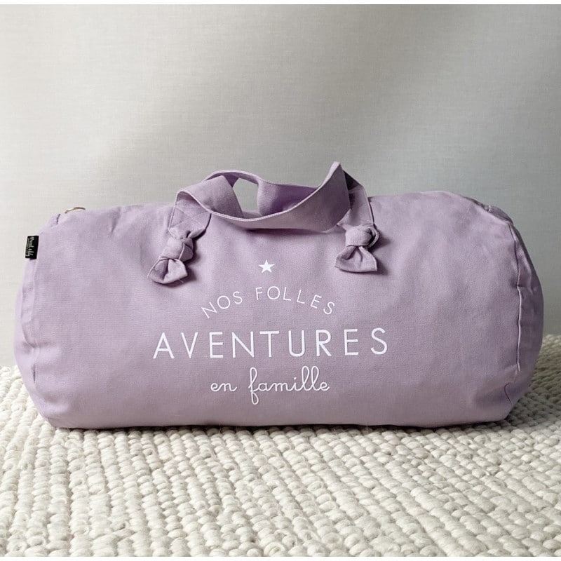 Sac polochon Lilas Nos folles aventures en famille - Marcel et Lily