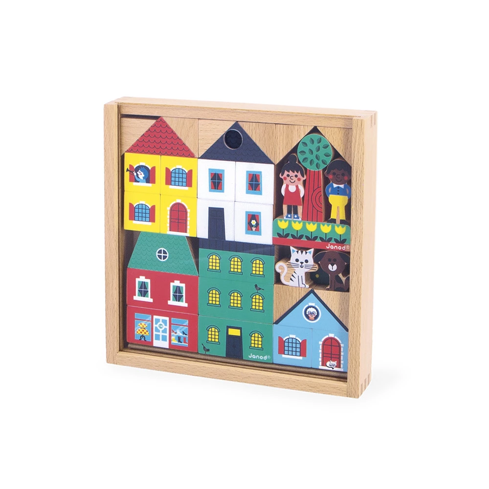 Set de 36 cubes en bois Ville Cross Roads - Janod