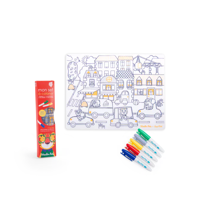 Set en silicone à colorier + 5 feutres Les Popipop - Moulin Roty