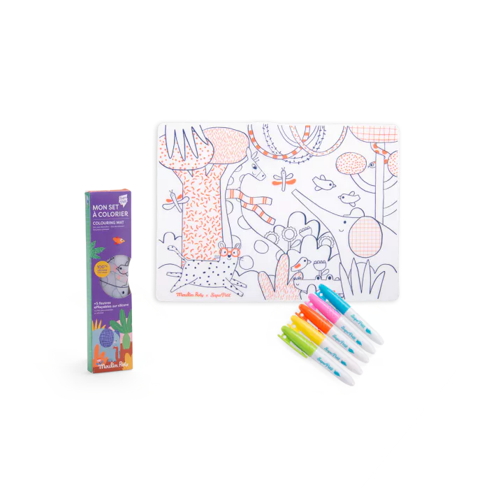 Set en silicone à colorier + 5 feutres Les Toupitis - Moulin Roty
