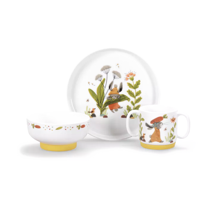 Set vaisselle en porcelaine Trois petits lapins - Moulin Roty