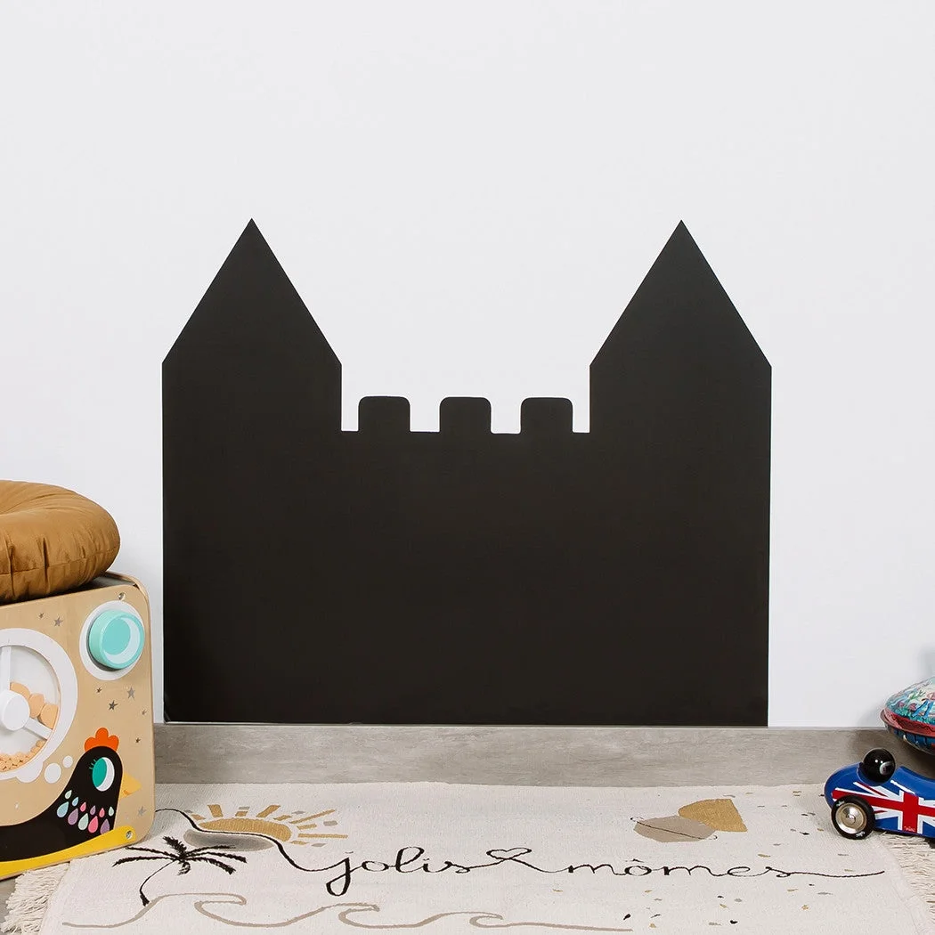 Tableau magnétique Château Ferflex noir en forme de château médiéval, mural.