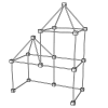 Structure de cabane en bois à assembler avec cubes et tiges fines pack Libellule Sarbakane