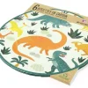 6 assiettes en carton avec dessins colorés de dinosaures et feuillages verts