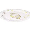 Assiette en carton blanche avec licorne pastel et décorations étoiles et fleurs dorées