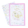 6 cartes d'invitation Annikids licorne pastel, bordure rose, étoiles et nuages