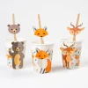 Six pailles en bois avec têtes d'animaux forêt, ours, renard, cerf, Annikids.